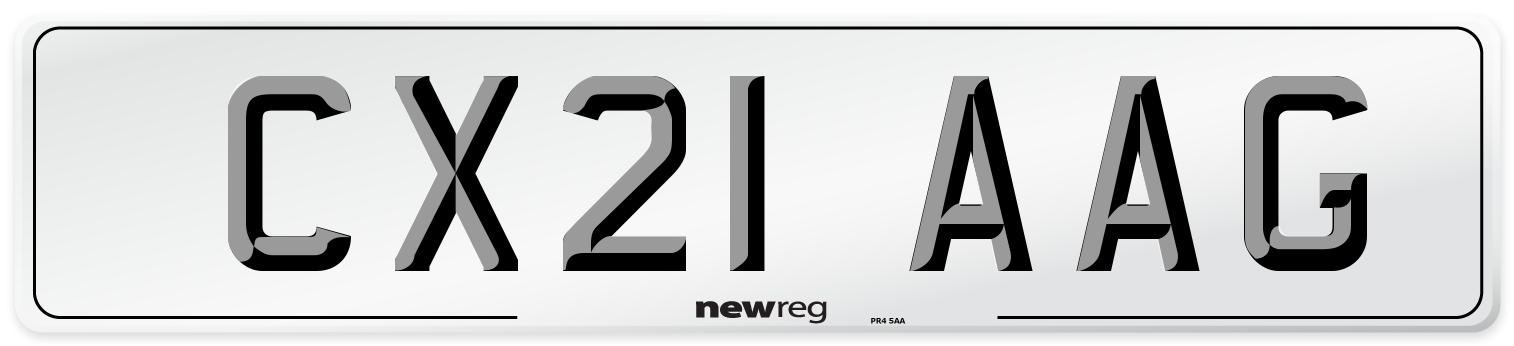 CX21 AAG Number Plate from New Reg